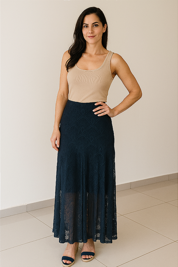 Saia em renda Azul