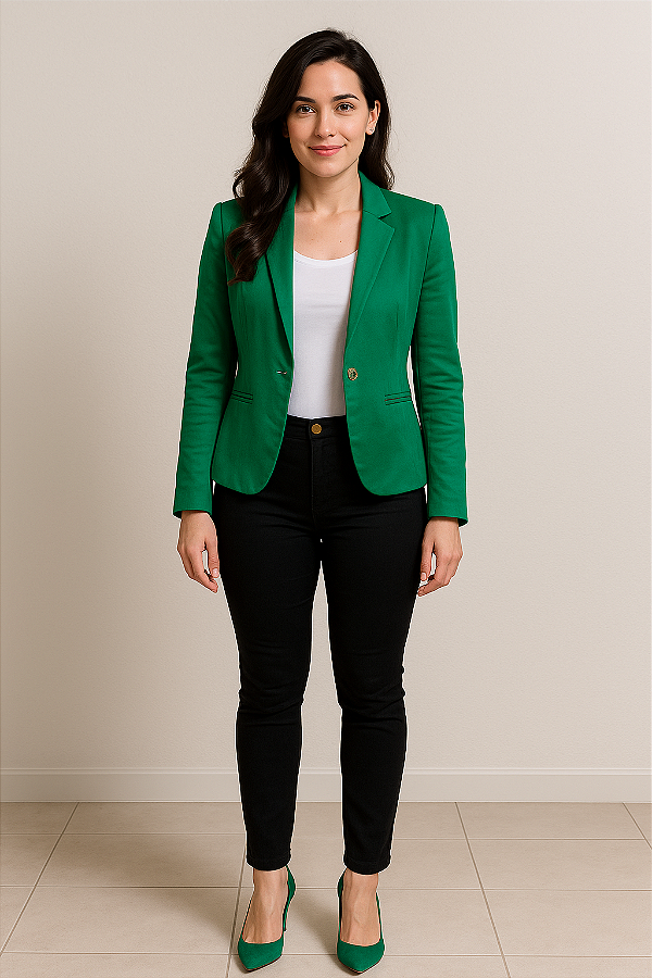 blazer verde forrado cetim