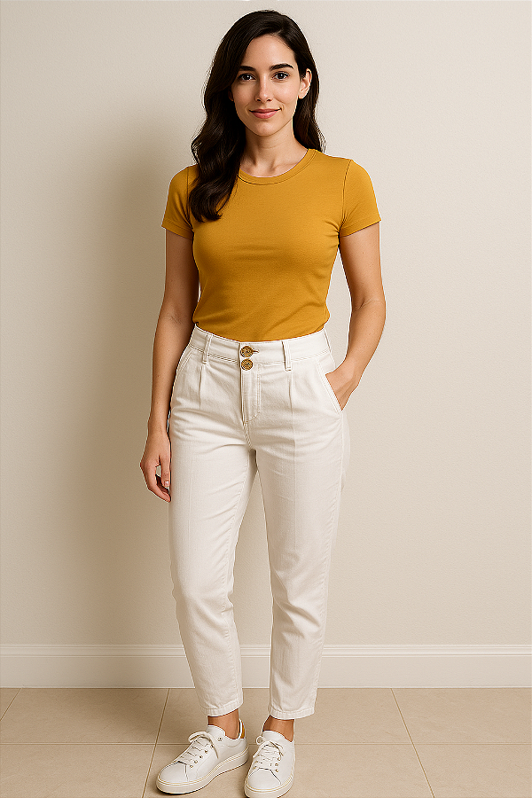 calça branca bolso faca