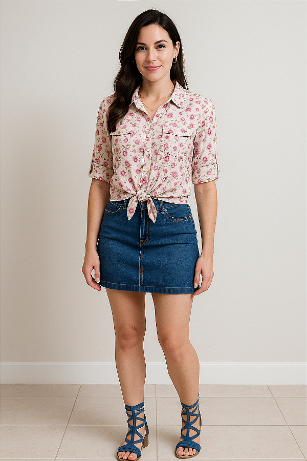 camisa florida malha soltinha