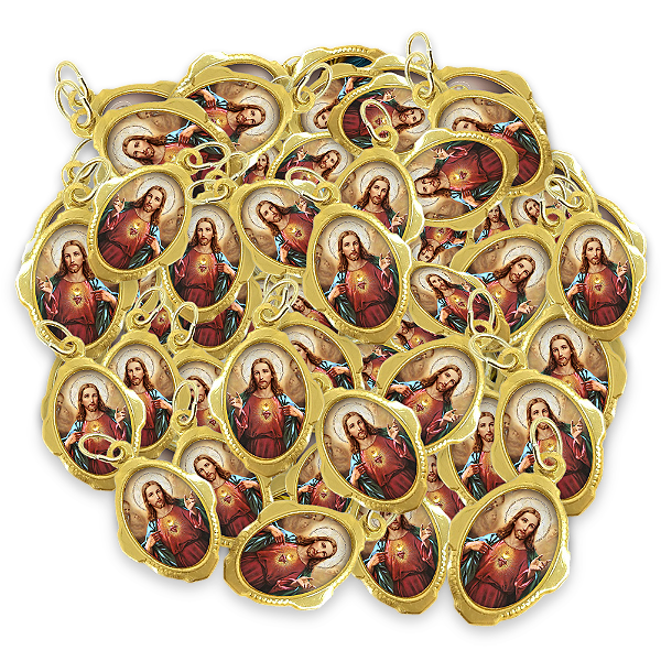 100 Medalhas de Coração de Jesus - Resinadas