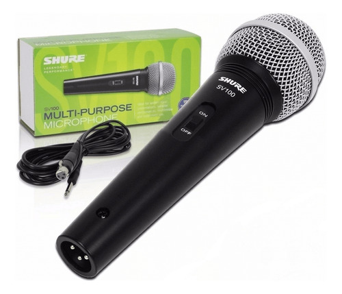 Microfone De Mão Multifuncional Com Fio Sv100 Preto Shure