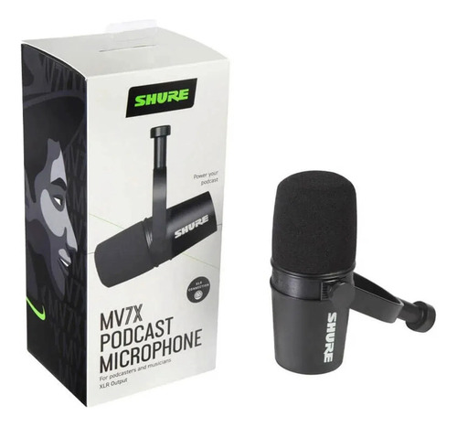 Microfone Shure Xlr Mv7x Podcast Cor:Preto