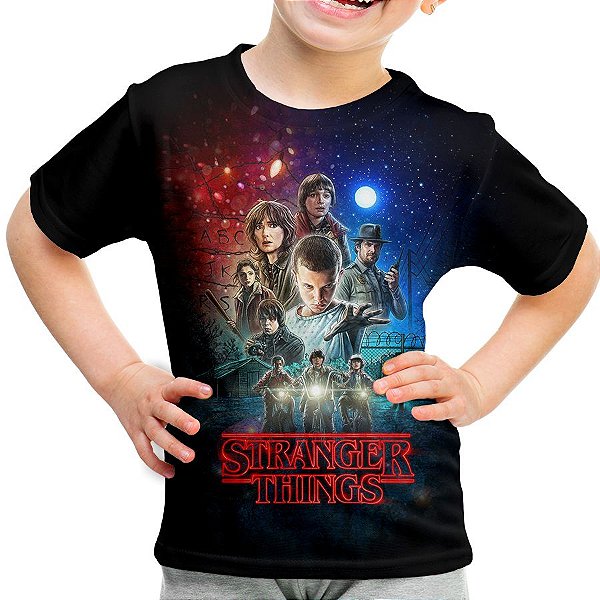 Camiseta Infantil Stranger Things Estampa Total