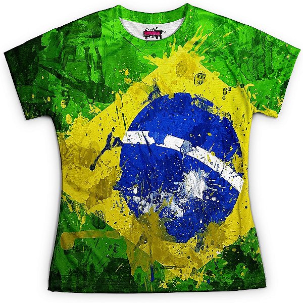 Camiseta Baby Look Feminina Brasil Bandeira Copa Md01