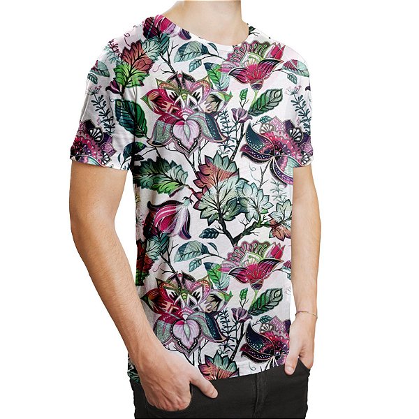 Camiseta Masculina Floral Jardim Russo Estampa Digital