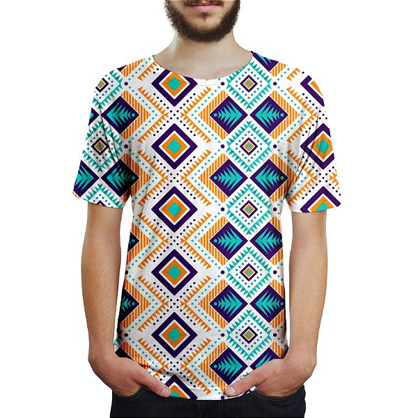 Camiseta Masculina Tribal Asteca Estampa Digital