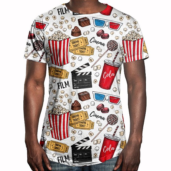 Camiseta Masculina Longline Swag Cinema Estampa Digital
