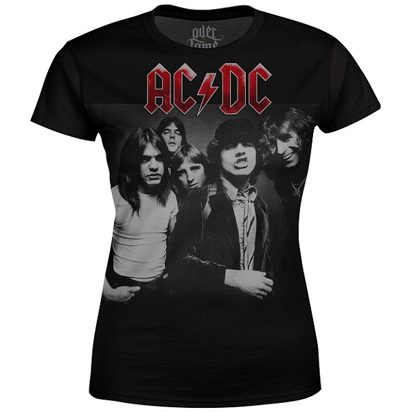 Camiseta Baby Look Feminina AC/DC Estampa Digital AC DC md02