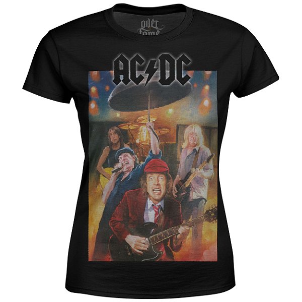 Camiseta Baby Look Feminina AC/DC Estampa Digital AC DC md09