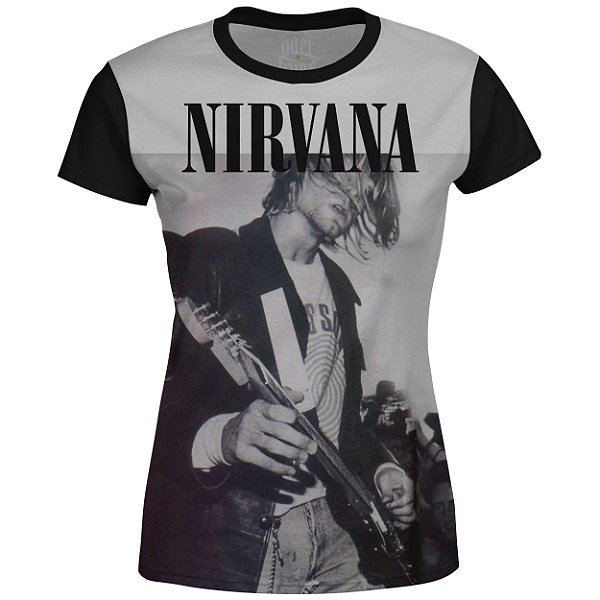 Camiseta Baby Look Feminina Nirvana Estampa digital md04