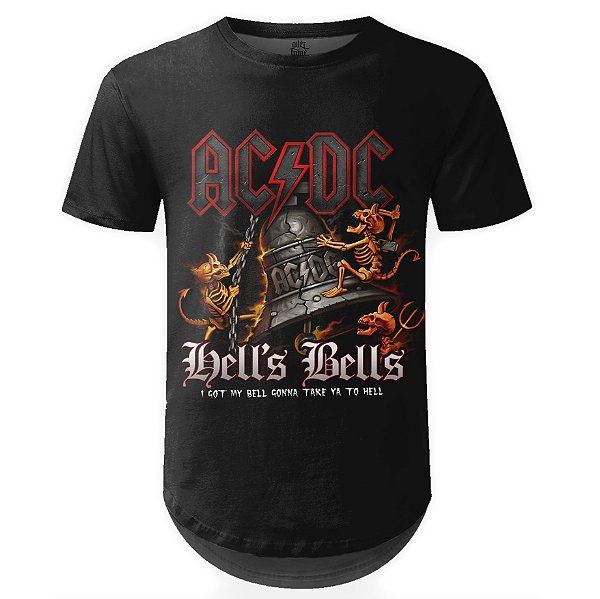Camiseta Masculina Longline AC/DC Estampa Digital md08