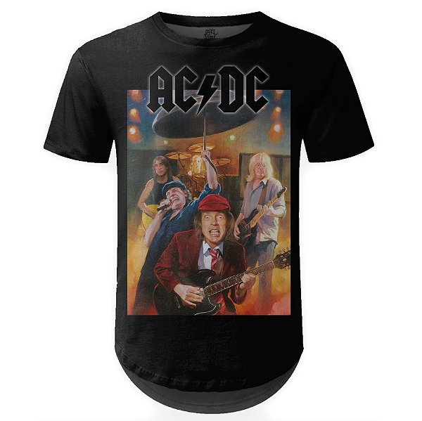 Camiseta Masculina Longline AC/DC Estampa Digital md09