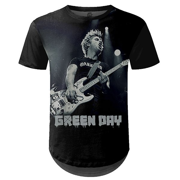 Camiseta Masculina Longline Green Day Estampa digital md02