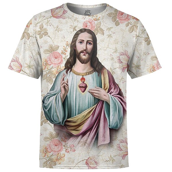 Camiseta Masculina Jesus Cristo Floral Md03