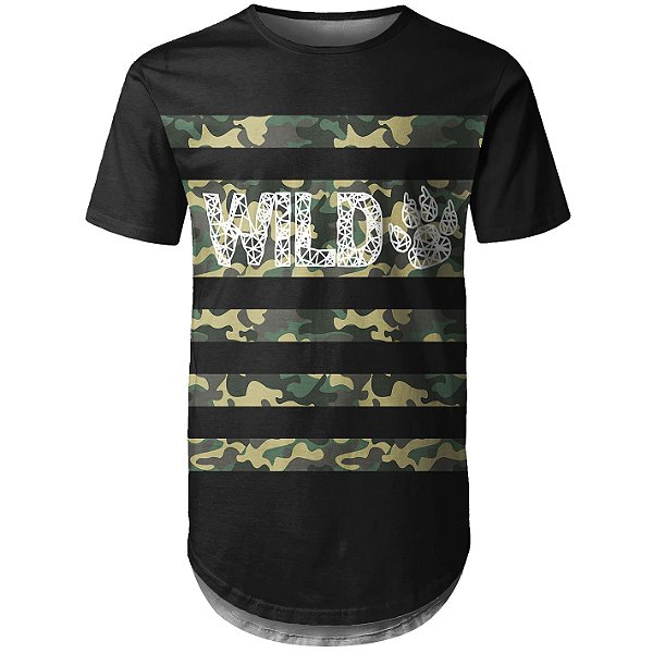 Camiseta Masculina Longline Camuflada Wild Md04