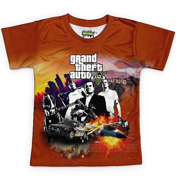 Camiseta Infantil GTA V Grand Theft Auto MD02