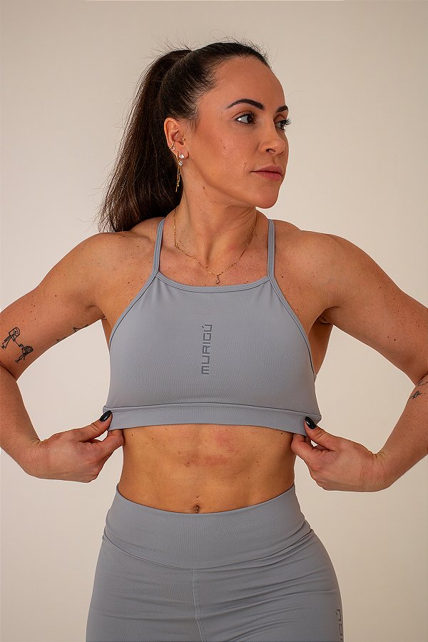 Top de Treino Feminino Murigú Basic Cross High Cinza Claro