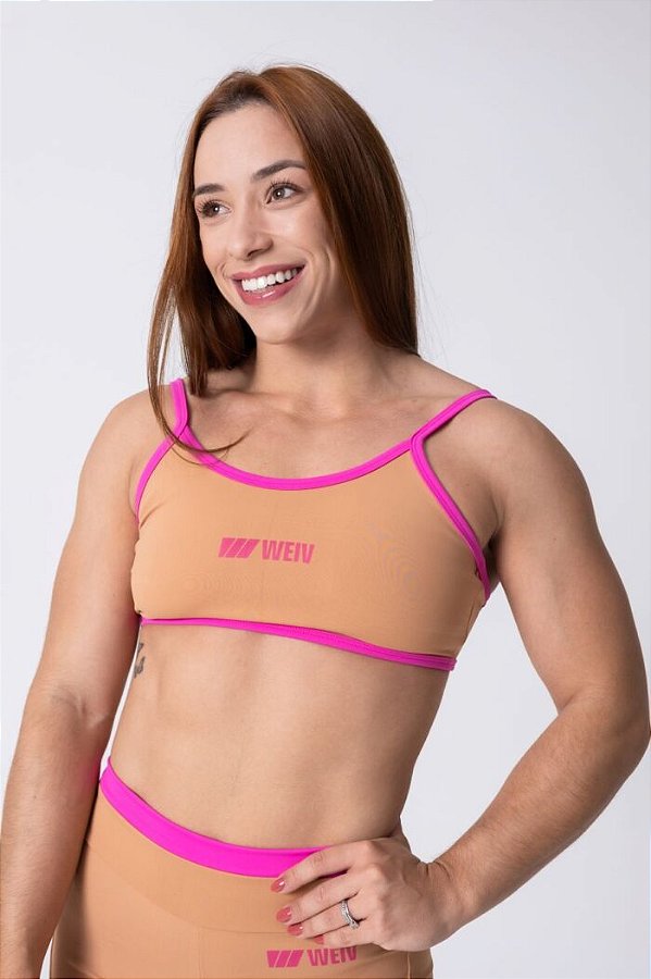 Top Bicolor Caramelo e Rosa - Weiv