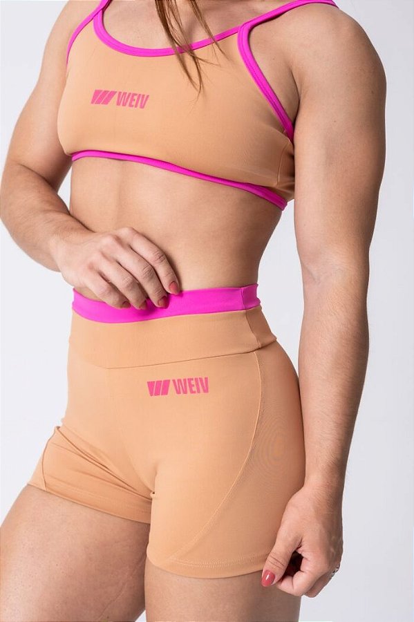 Short Bicolor Caramelo e Rosa - Weiv