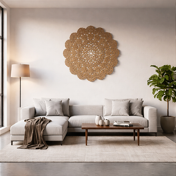 Mandala Floral Decorativa 2 em MDF Cru