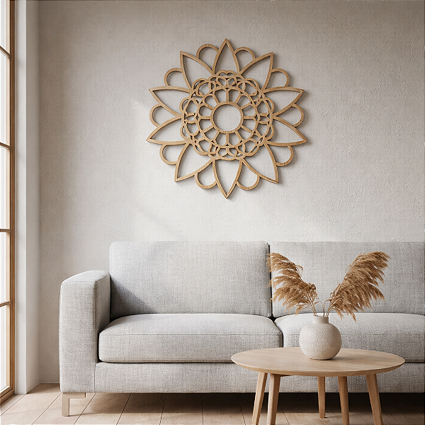 Mandala Floral Decorativa 3 em MDF Cru