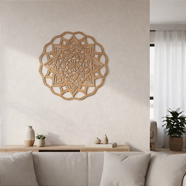 Mandala Floral Decorativa 4 em MDF Cru