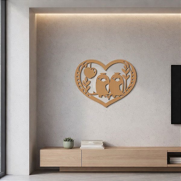 Coração Vazado Floral 11 em MDF Cru