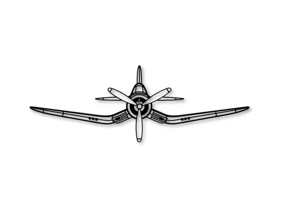 Quadro Vazado Avião F4U em Acrílico Preto 2mm