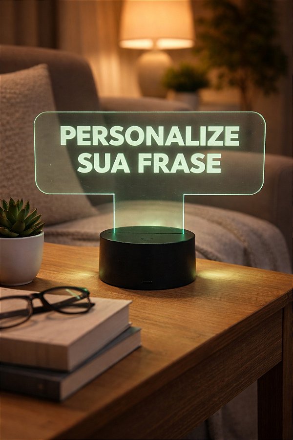 Luminária LED 3D Personalizada com Frase, Nome ou Logo