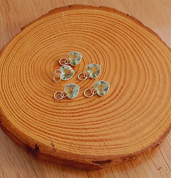 💚 Pingente Coração em Prata 925 com Pedra Verde Cristal tamanho 6MM 💎