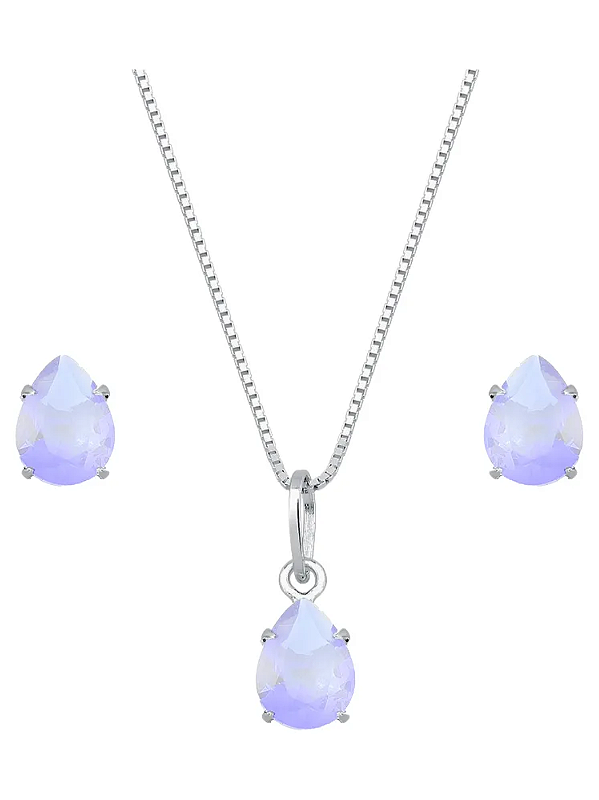 Conjunto Gota Roxa em Prata 925 - Khlóris