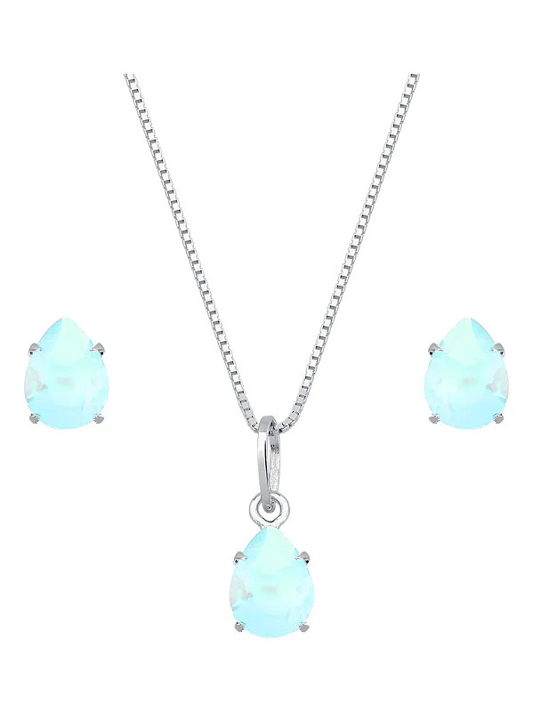 Conjunto Gota Azul em Prata 925 - Khlóris