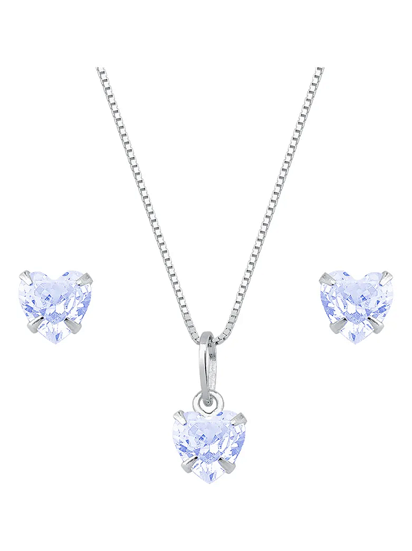 Conjunto Coração Roxo em Prata 925 - Khlóris