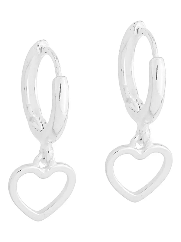 Brinco de Argola com Coração em Prata 925 - Khlóris