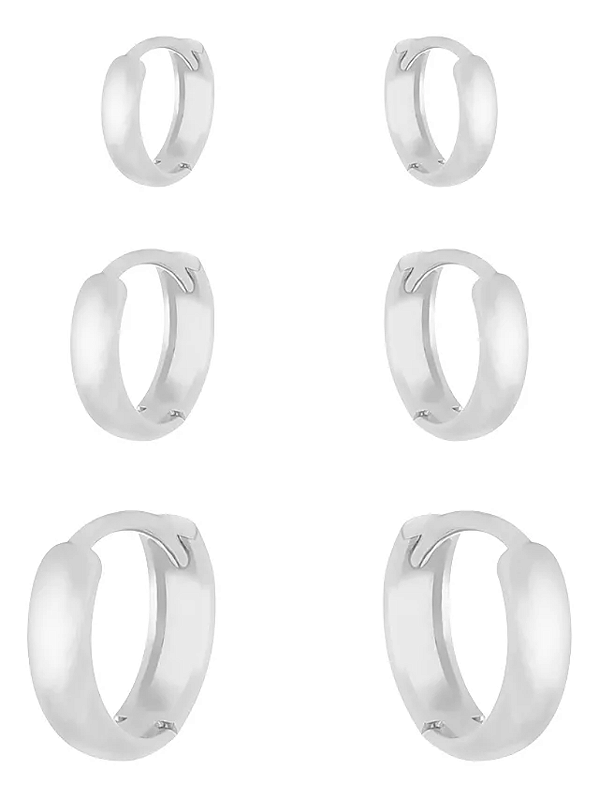 Trio de Argolas Lisas em Prata 925 - Khlóris