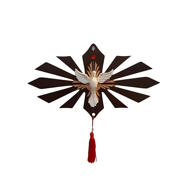 Enfeite de Parede Divino Espirito Santo de Resina e Mdf