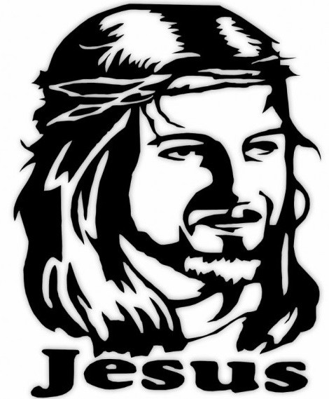 Adesivo Face de Cristo Preta 19 Cm X 14 Cm