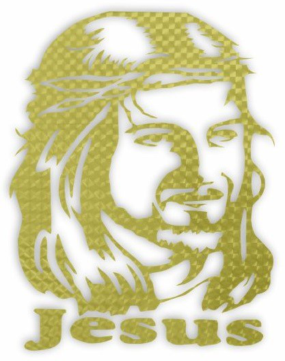 Adesivo Face de Cristo Dourado 19 cm X 14 cm
