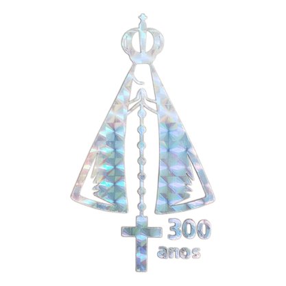 Adesivo Nossa Senhora Aparecida 300 Anos Pequeno Prata
