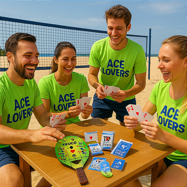 Jogo De Cartas Beach Tennis + Marcador + Chaveiro + Caixa