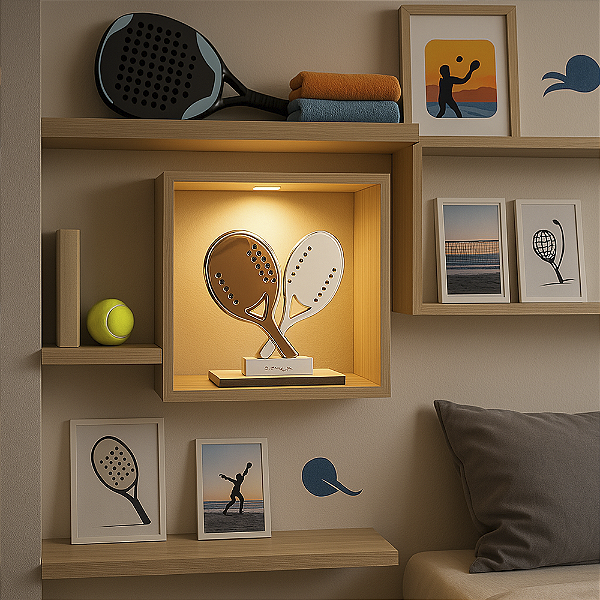 Kit 6 Troféu Beach Tennis Acrilico Dourado Prata Bronze Personalizada