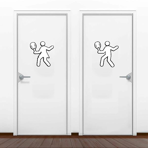 Par de Placas Decorativas para Porta de Banheiro Recorte mdf