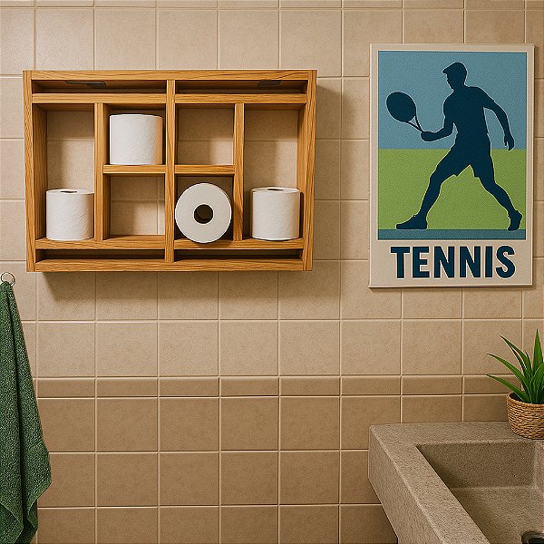 Porta-Papel Higiênico Retangular - Design de Linhas da Quadra de Tênis Estilo e Funcionalidade