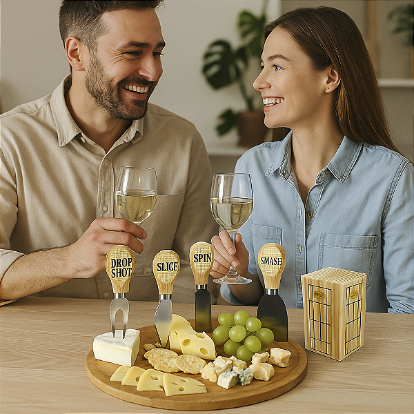 Jogo de Facas para Queijo 'Match Point' – Corte com Estilo e Sabor!