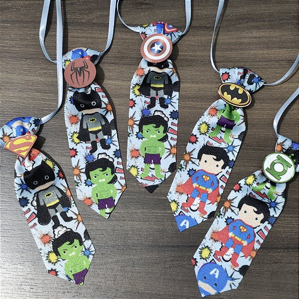 Gravata Executiva M Estampada Heróis 10 unidades