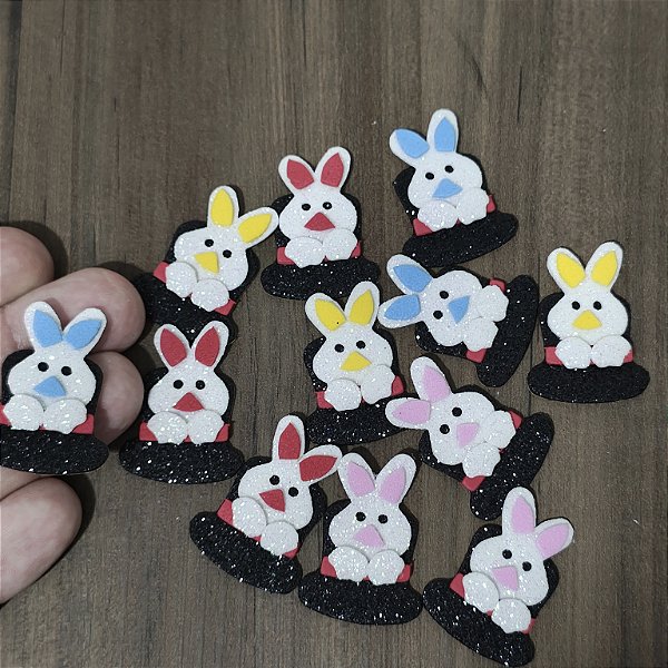 Adesivo Pet coelhinho na cartola 10 unidades