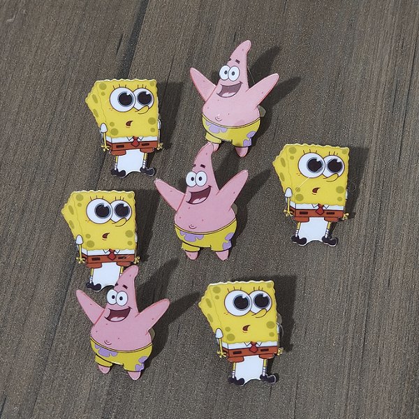 Lacinho P Acrílico Bob Esponja e Patrick 10 unidades