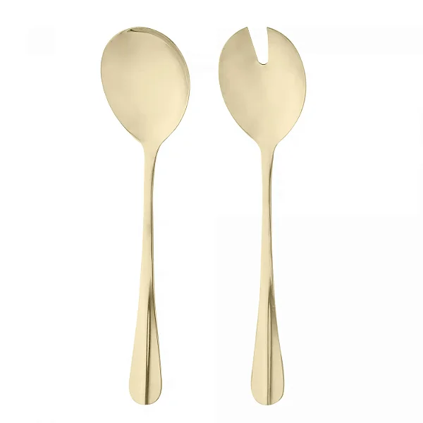Conjunto 2 Peças para Salada de Aço Inox Positano Dourada