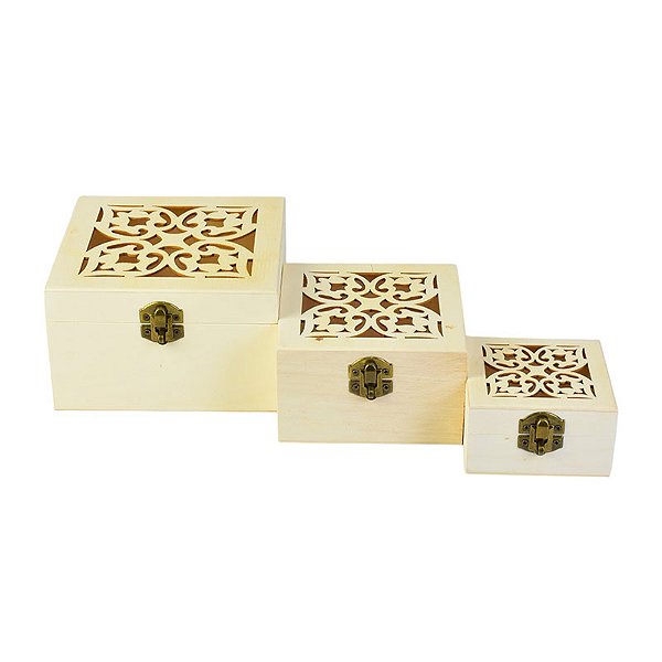 Jogo com 3 Porta Objetos Caixa Flor